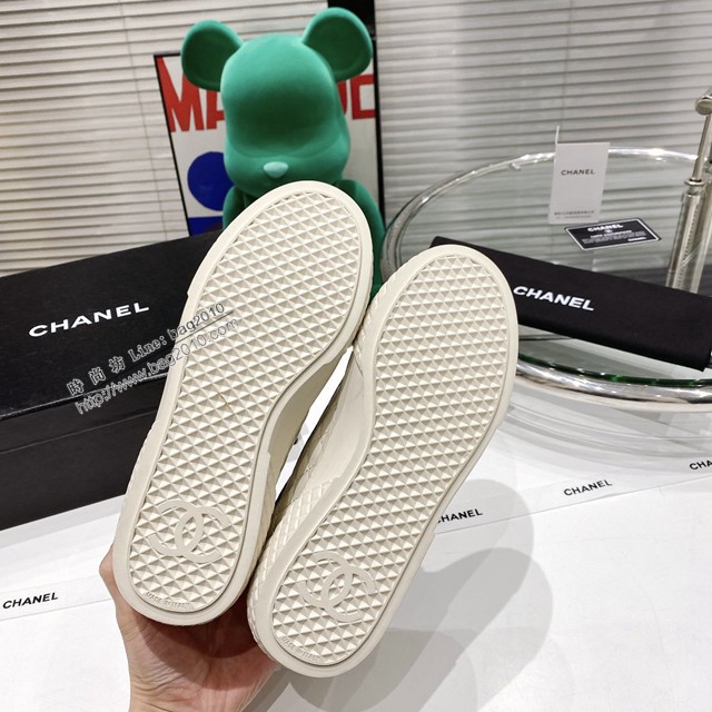 Chanel低幫運動板鞋 香奈兒最新爆炸新品電繡菱格餅乾鞋 dx3195